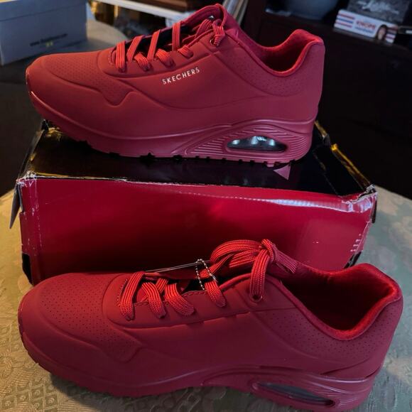 SKECHERS Uno Stand on Air Sneakers in Red, Size 11 Wide New in Box with Callout - Picture 6 of 12